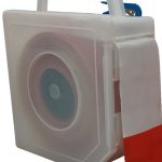 Abrollbox / Spenderbox für Absperrband mit Schneidvorrichtung