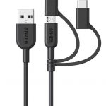 Anker Powerline II 3-in-1 Kabel, 0.9m langes Lightning/USB-C/Mikro-USB Kabel, für iPhone, iPad, Huawei, HTC, LG, Samsung Galaxy, Sony Xperia, Android Handys und viele mehr (Schwarz)