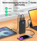 Powerbank , 26800mAh externer Akku mit PowerIQ Technologie, 3 USB Ausgängen, enorme Energiedichte, kompatibel mit iPhone, Samsung, Huawei, iPad und mehr - Image 3