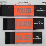 Armbinde "POLIZEI" in HiVis Orange oder HiVis Gelb mit Reflexstreifen oben/unten, Klettverschluss und Gummiband